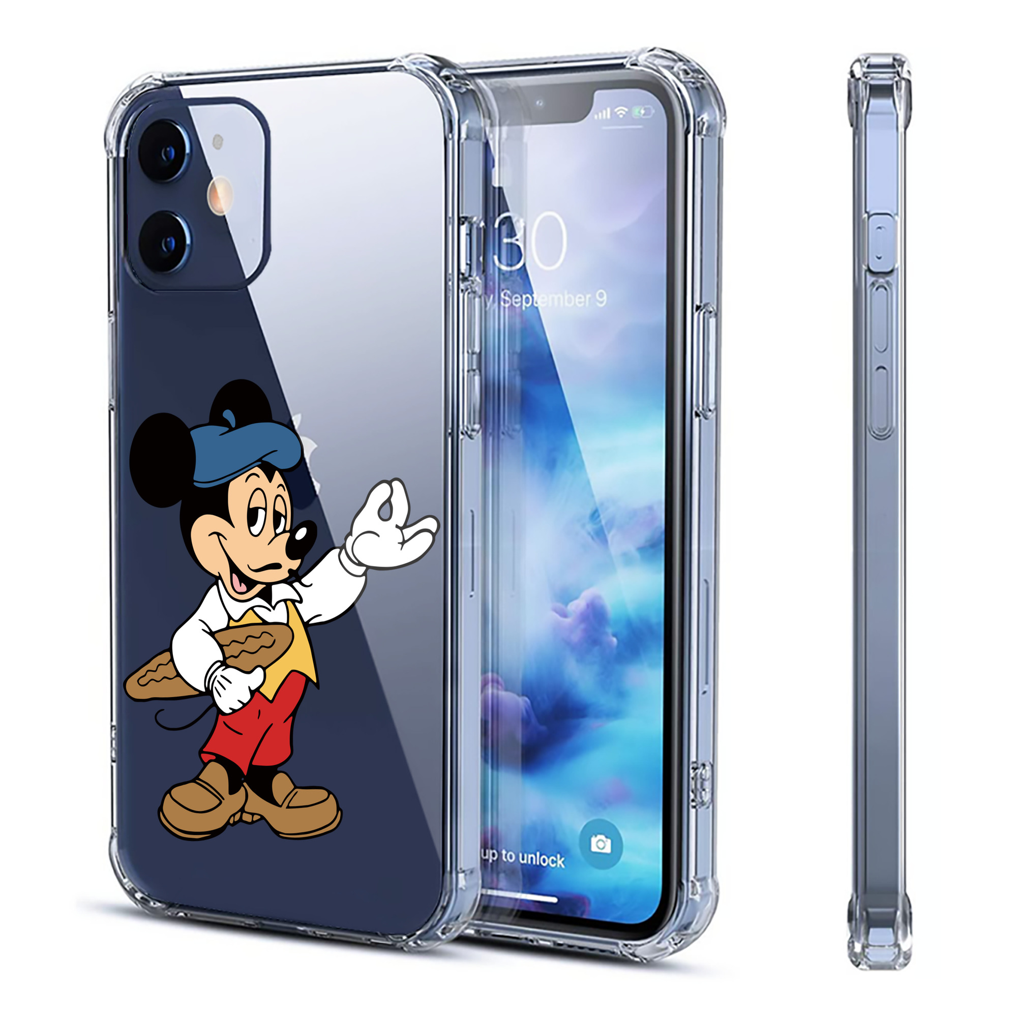 （画像用） ミッキーマウス Mickey Mouse 【iPhone 12シリーズ対応】透明スマホケース（クリアソフトケース）